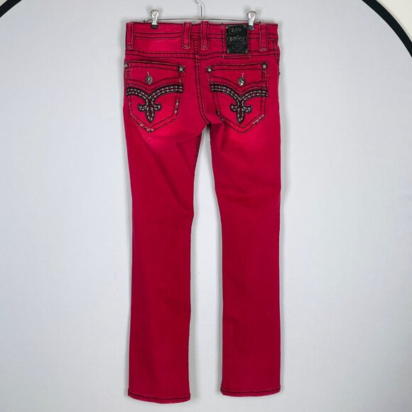 Rock Revival Penn Alternative Straight Flap Jeans Red Mens 32 x 33 Grunge Skater - Picture 2 of 9